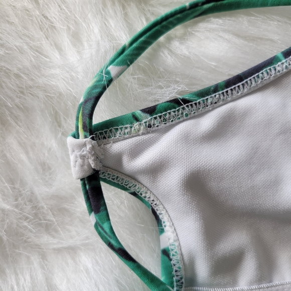 Ekouaer Palm Strappy One Piece Swimsuit Bright Greens M Like New High Leg Cheeky - Picture 6 of 8